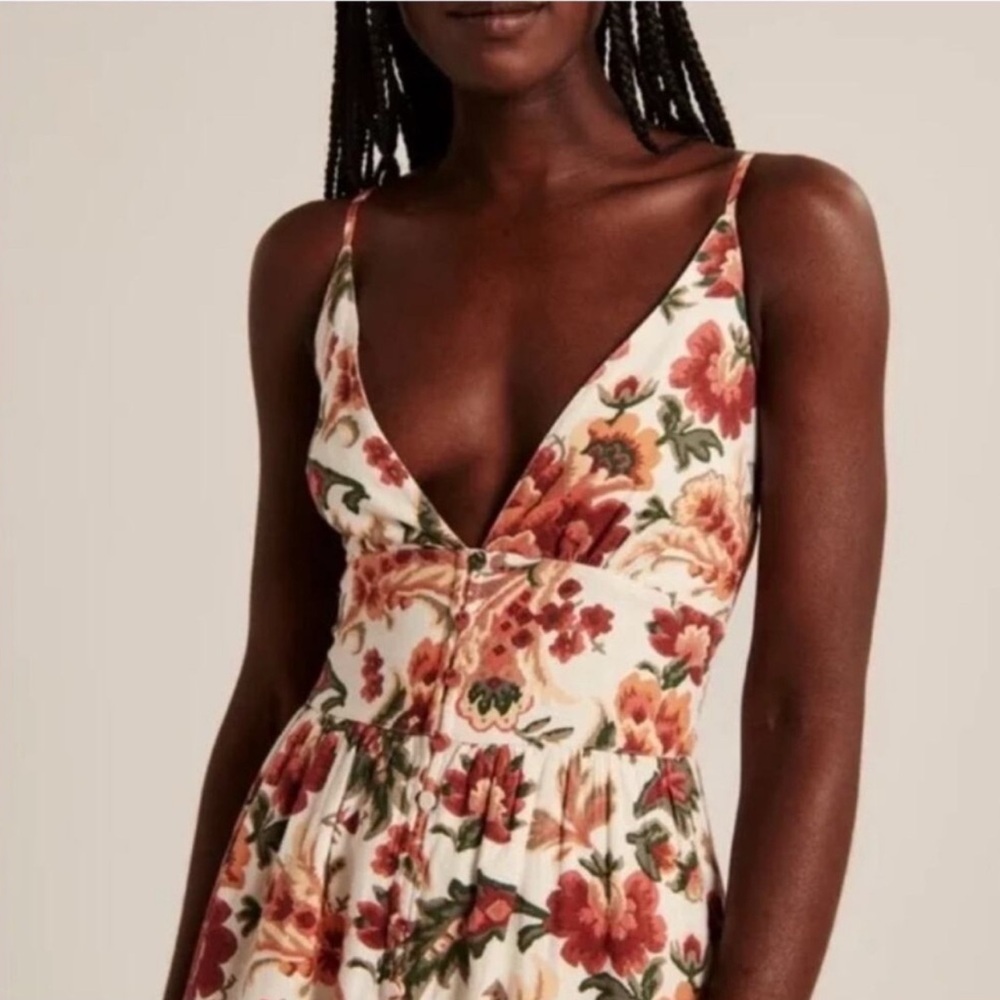 Abercrombie & Fitch Floral V-Neck Dress | L Tall